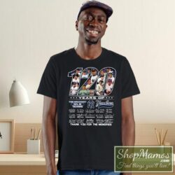 120 years of the greatest mlb teams new york yankees signatures t shirt front 1726214805 black SKU 125824 jpg