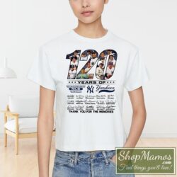 120 years of the greatest mlb teams new york yankees signatures t shirt front 1726215815 white SKU 125850 jpg