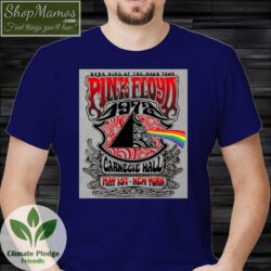 1972 Pink Floyd Carnegie Hall T Shirt Nyc Men Short Sleeve