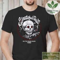 1980 Grateful Dead On The Road Again Shirt Vintage Black Men Short Sleeve