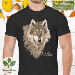 Alaska Wolf Face T Shirt Men Short Sleeve