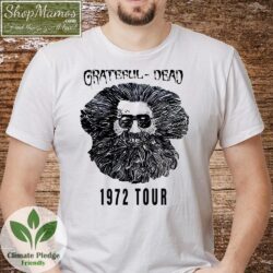 Grateful Dead Jerry Garcia 1972 Tour Shirt Vintage Men Short Sleeve