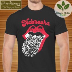 Leopard Tongue Rolling Stones Style Nebraska Shirt Men Short Sleeve