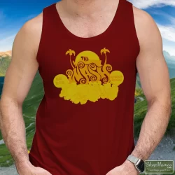 Dr Dre Snoop Dogg The Wash Promo Movie Shirt For Hip Hop Fans 2 Men's Dr Dre Snoop Dogg The Wash Promo Movie For Hip Hop Fans Tank Top In Maroon, Front View On Light Wood Background