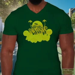 Dr Dre Snoop Dogg The Wash Promo Movie Shirt For Hip Hop Fans 3 Men's Dr Dre Snoop Dogg The Wash Promo Movie For Hip Hop Fans V Neck In Forest Green, Front View On Light Wood Background