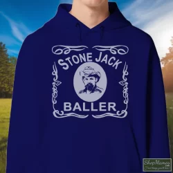 Men's Grateful Dead Stone Jack Baller Pigpen Easy Wind Hoodie In Navy, Front View On Light Wood Background