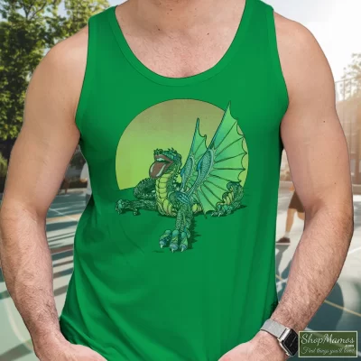 Men's The Rolling Stones 1978 Happy Birthday Tank Top In Irish Green, Front View On Light Wood Background