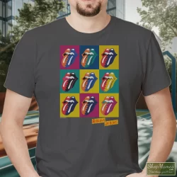 The Rolling Stones Urban Jungle 1990 Eu Tour Shirt 2 Men's The Rolling Stones Urban Jungle 1990 Eu Tour T Shirt In Charcoal, Front View On Dark Wood Background