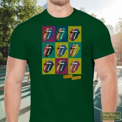 The Rolling Stones Urban Jungle 1990 Eu Tour Shirt 9 Men's The Rolling Stones Urban Jungle 1990 Eu Tour T Shirt In Forest Green, Front View On Light Wood Background