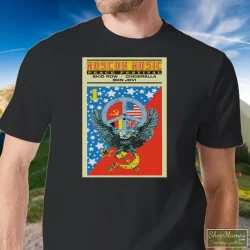 Men's Moscow Music Festival Poster 80s Rock Motley Crue Bon Jovi Skid Row B24 T Shirt In Black, Front View On Light Wood Background