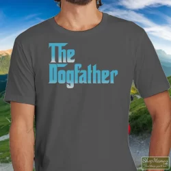 Snoop Doggy Dogg The Dogfather Promo Album Godfather Shirt 9 Men's Snoop Doggy Dogg The Dogfather Promo Album Godfather T Shirt In Charcoal, Front View On Dark Wood Background