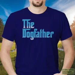 Snoop Doggy Dogg The Dogfather Promo Album Godfather Shirt 1 Men's Snoop Doggy Dogg The Dogfather Promo Album Godfather T Shirt In Navy, Front View On Light Wood Background