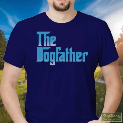 Men's Snoop Doggy Dogg The Dogfather Promo Album Godfather T Shirt In Navy, Front View On Light Wood Background