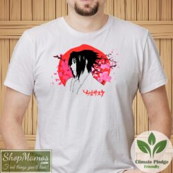 Naruto Shippuden Sasuke Blossoms With Kanji T Shirt Men Short Sleeve