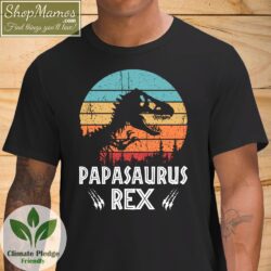 Papasaurus Rex Dinosaur Shirt Men Short Sleeve