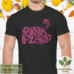 Pink Floyd Swirl Logo T Shirt Black Men Short Sleeve