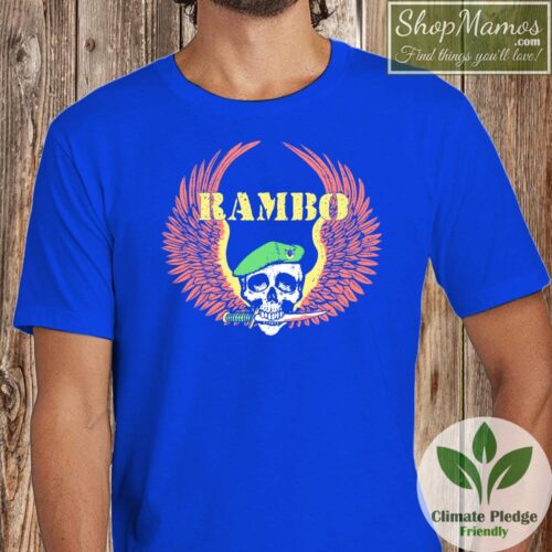 Rambo Skull Vintage Shirt Men Short Sleeve