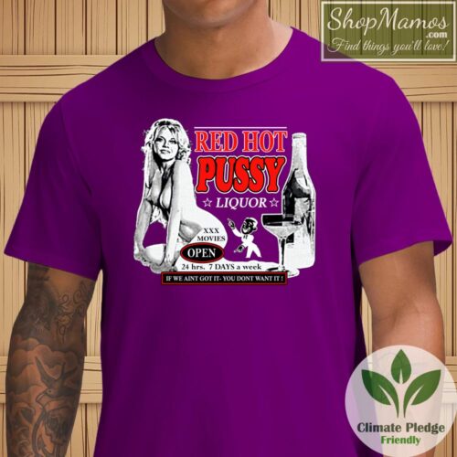 Red Hot Pussy Liquor Shirt Men Short Sleeve