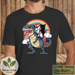 Unicorn Riding A Dinosaur T Shirt Men Short Sleeve