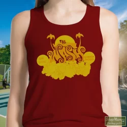 Dr Dre Snoop Dogg The Wash Promo Movie Shirt For Hip Hop Fans 4 Women's Dr Dre Snoop Dogg The Wash Promo Movie For Hip Hop Fans Tank Top In Maroon, Front View On Light Wood Background