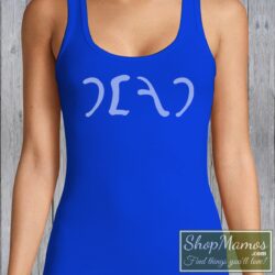 Women's Egypt 1978 Grateful Dead T Shirt Vintage Rock Collectible Tank Top in Royal Blue, front view on light wood background