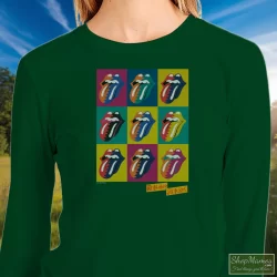 The Rolling Stones Urban Jungle 1990 Eu Tour Shirt 4 Women's The Rolling Stones Urban Jungle 1990 Eu Tour Sweatshirt In Forest Green, Front View On Light Wood Background